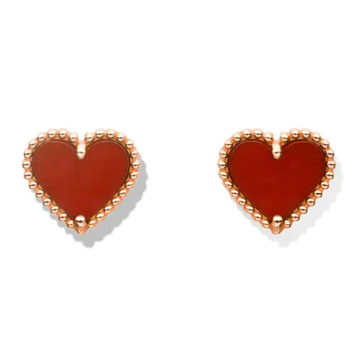 [Van Cleef & Arpels]HEART CARNELIAN STUD EARRINGS