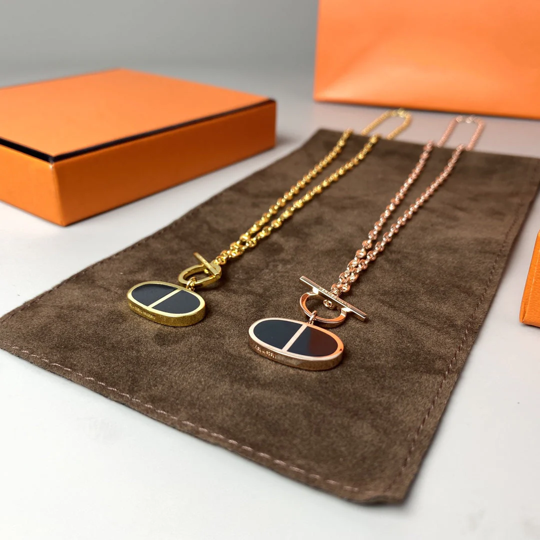 [Hermes]CHAINE VERSO BLACK CERAMIC NECKLACE