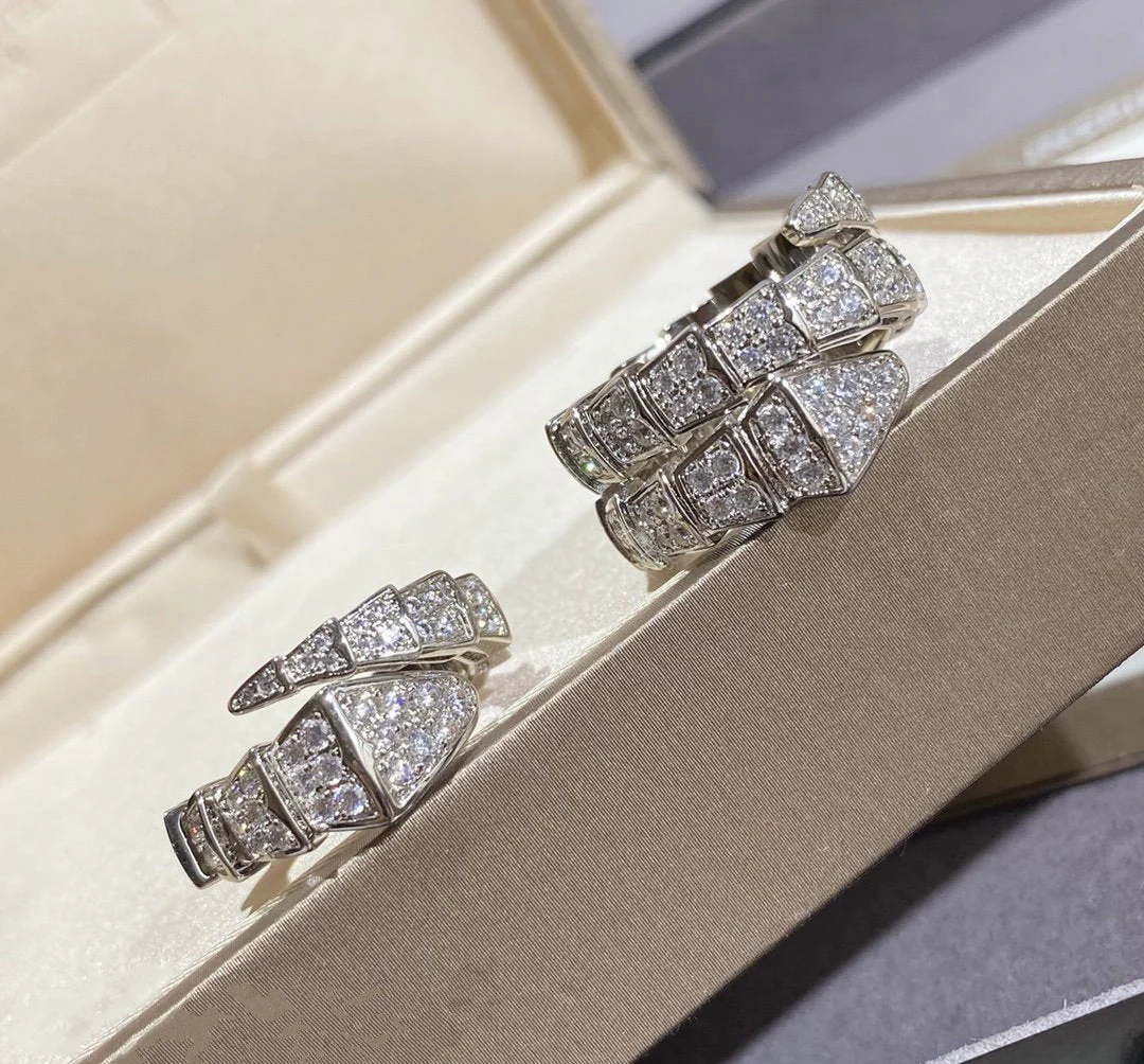 [Bulgari]SERPENTI LARGE RING SILVER DIAMOND PAVED