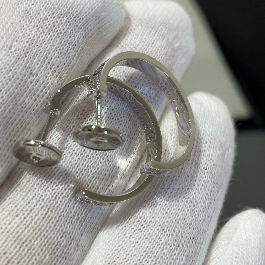 [Cartier]LOVE DIAMOND SILVER HOOP EARRINGS