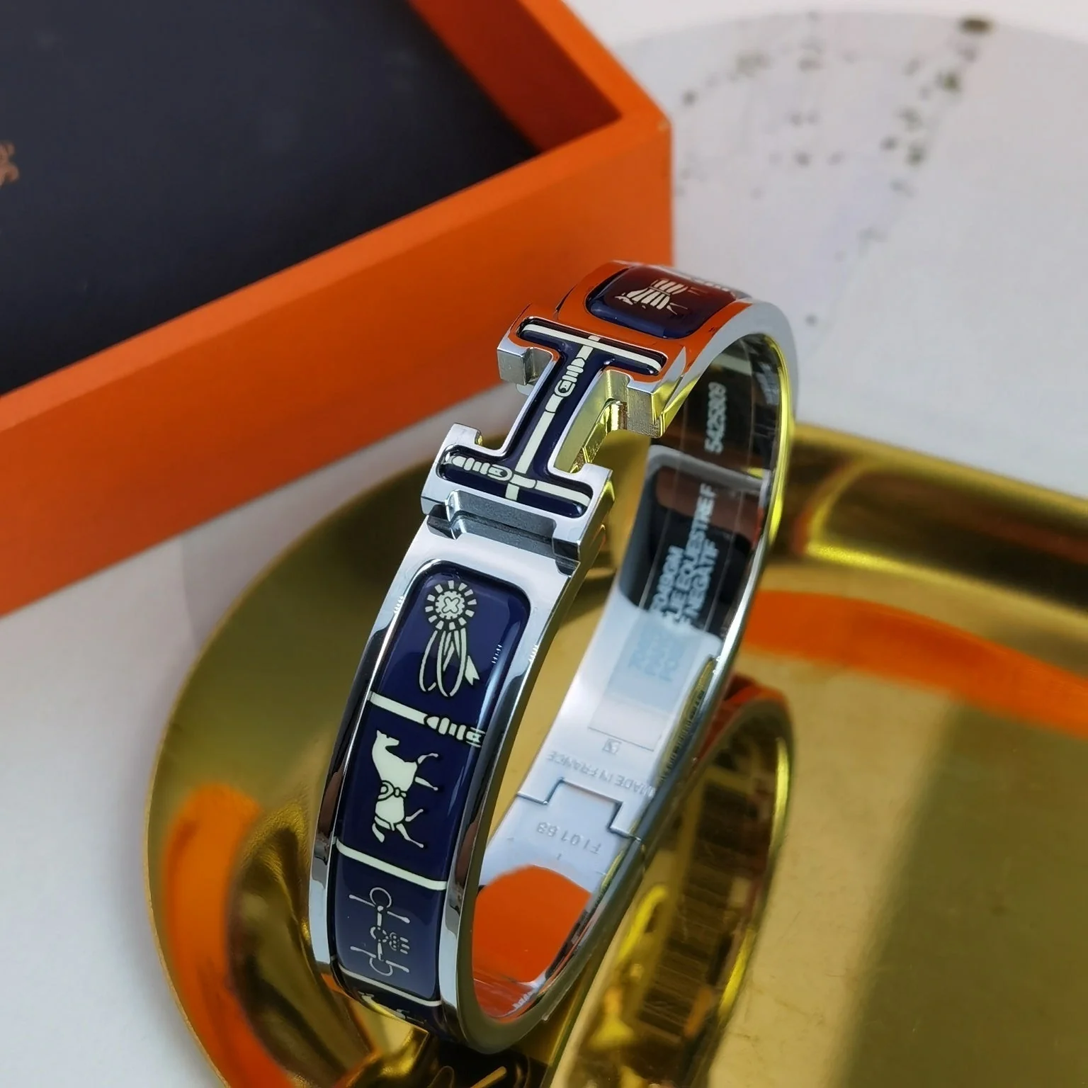 [Hermes]H COUVERTURES DARK BLUE BRACELET