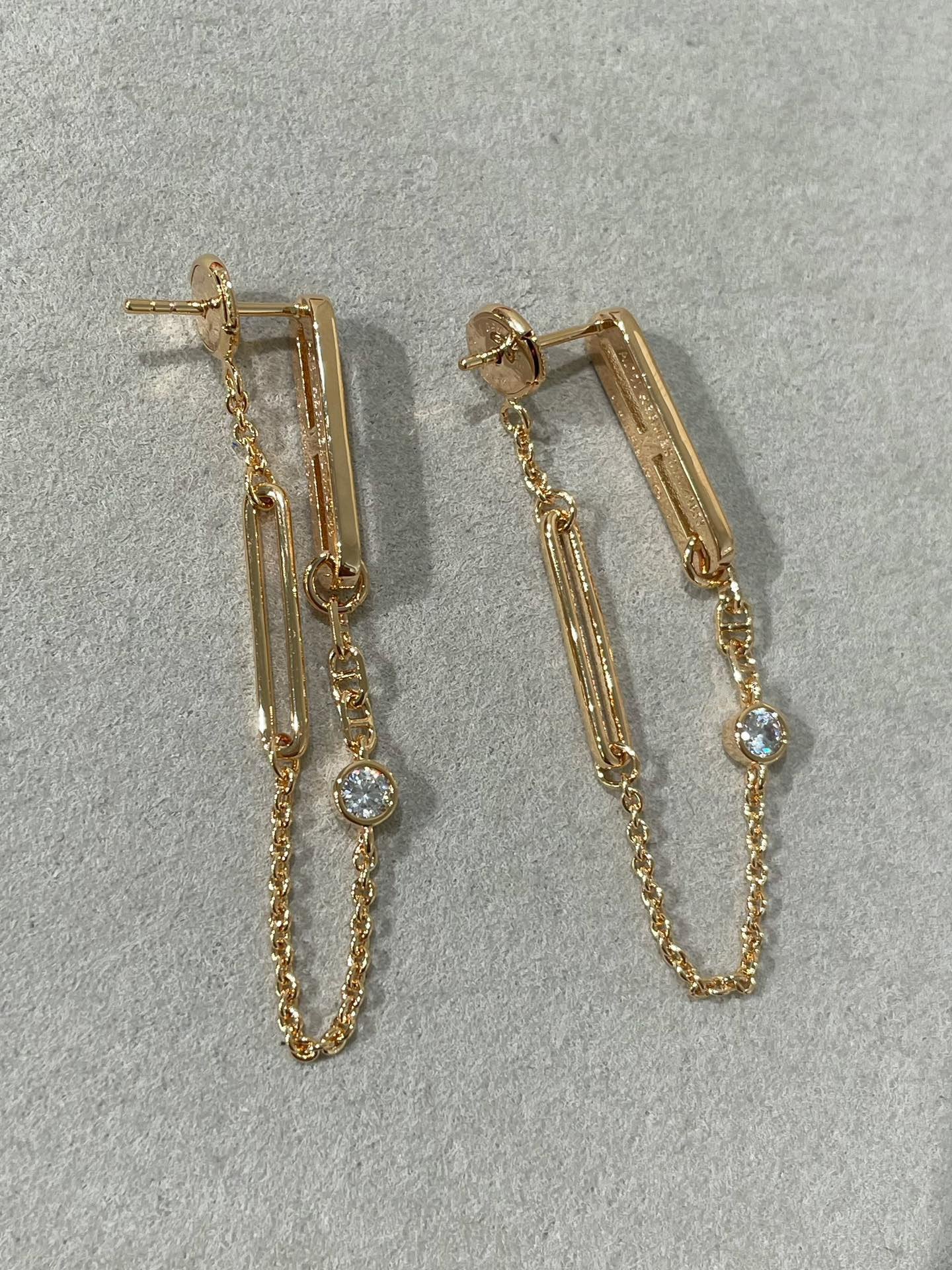 [Hermes]CHAINE CHAOS DIAMOND DROP EARRINGS