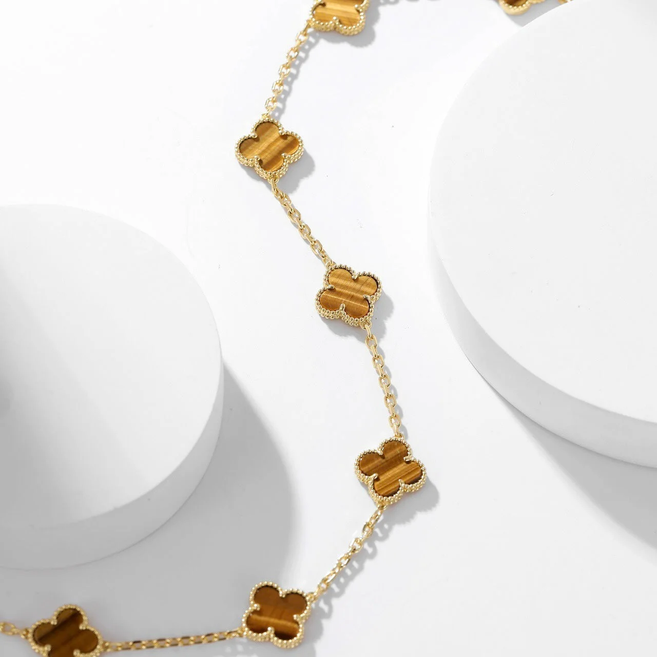 [Van Cleef & Arpels] 10 MOTIFS TIGER EYE NECKLACE