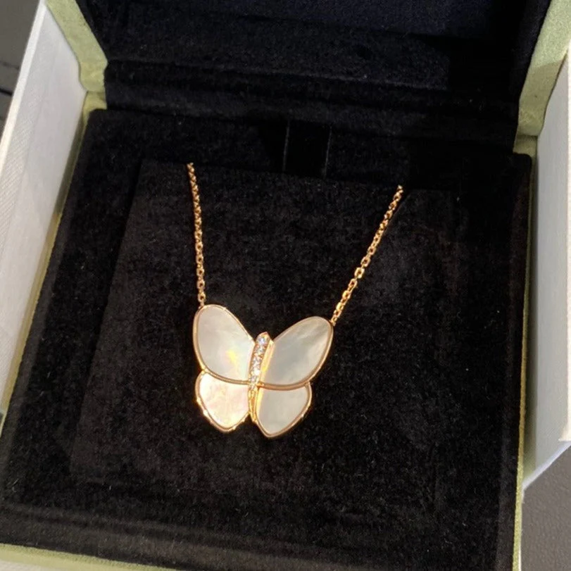[Van Cleef & Arpels]BUTTERFLY GOLD MOP DIAMOND NECKLACE