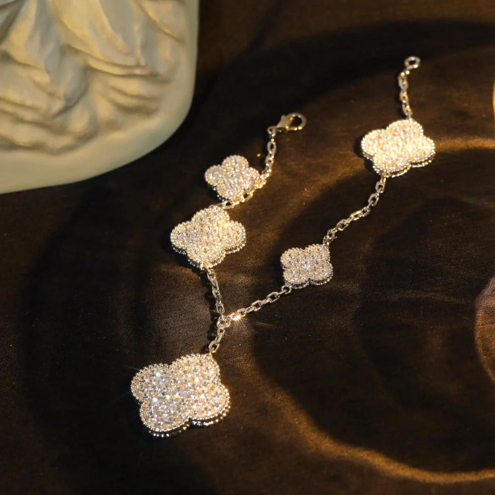 [Van Cleef & Arpels] BRACELET 5 MOTIF SILVER DIAMOND PAVED