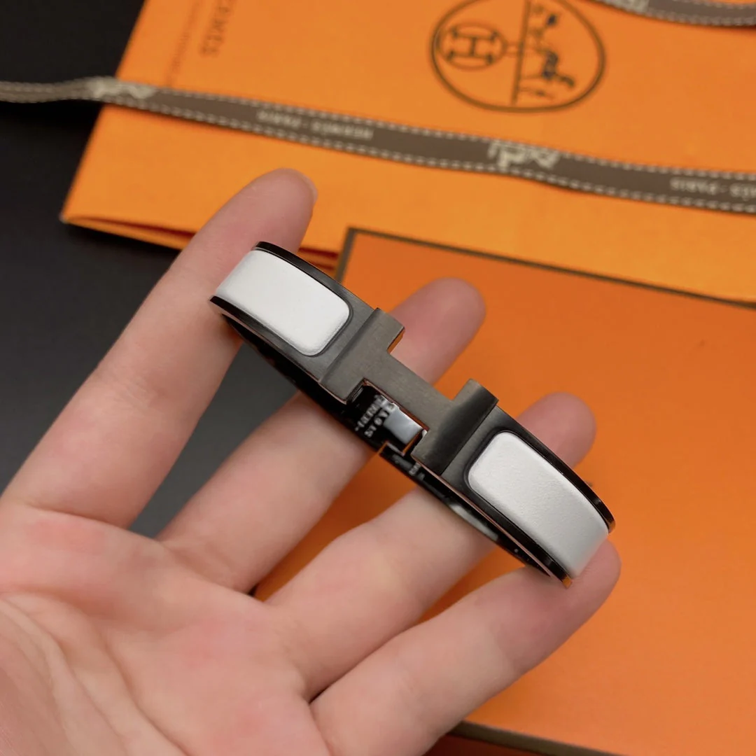 [Hermes]H BRACELET 12MM BLACK WHITE CERAMIC