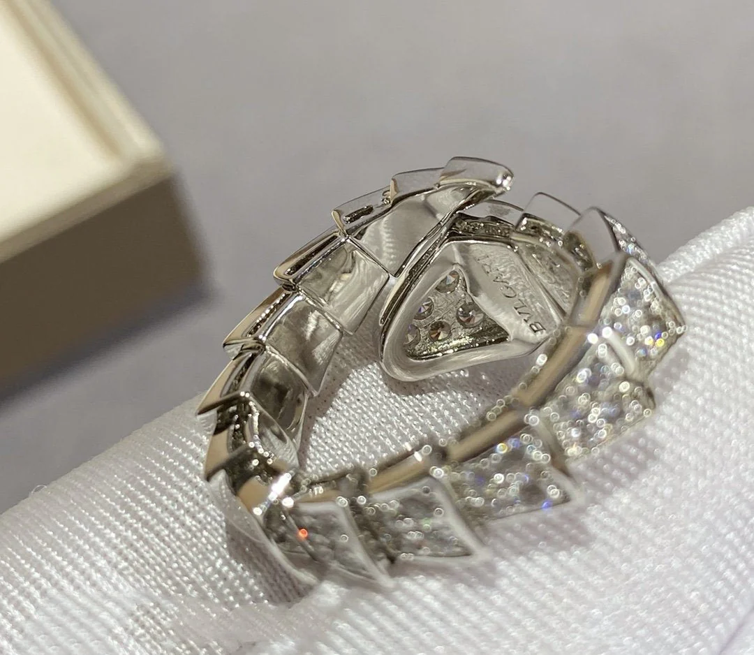 [Bulgari]SERPENTI LARGE RING SILVER DIAMOND PAVED