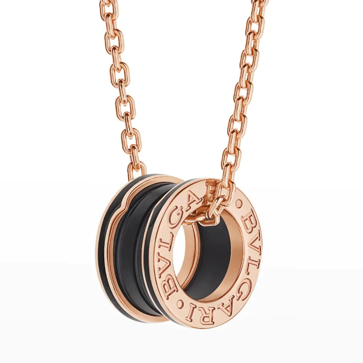 [Bulgari]ZERO 1 BLACK CERAMIC PINK GOLD NECKLACE