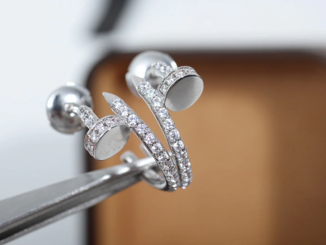 [Cartier]JUSTE EARRINGS 12.75MM SILVER DIAMOND