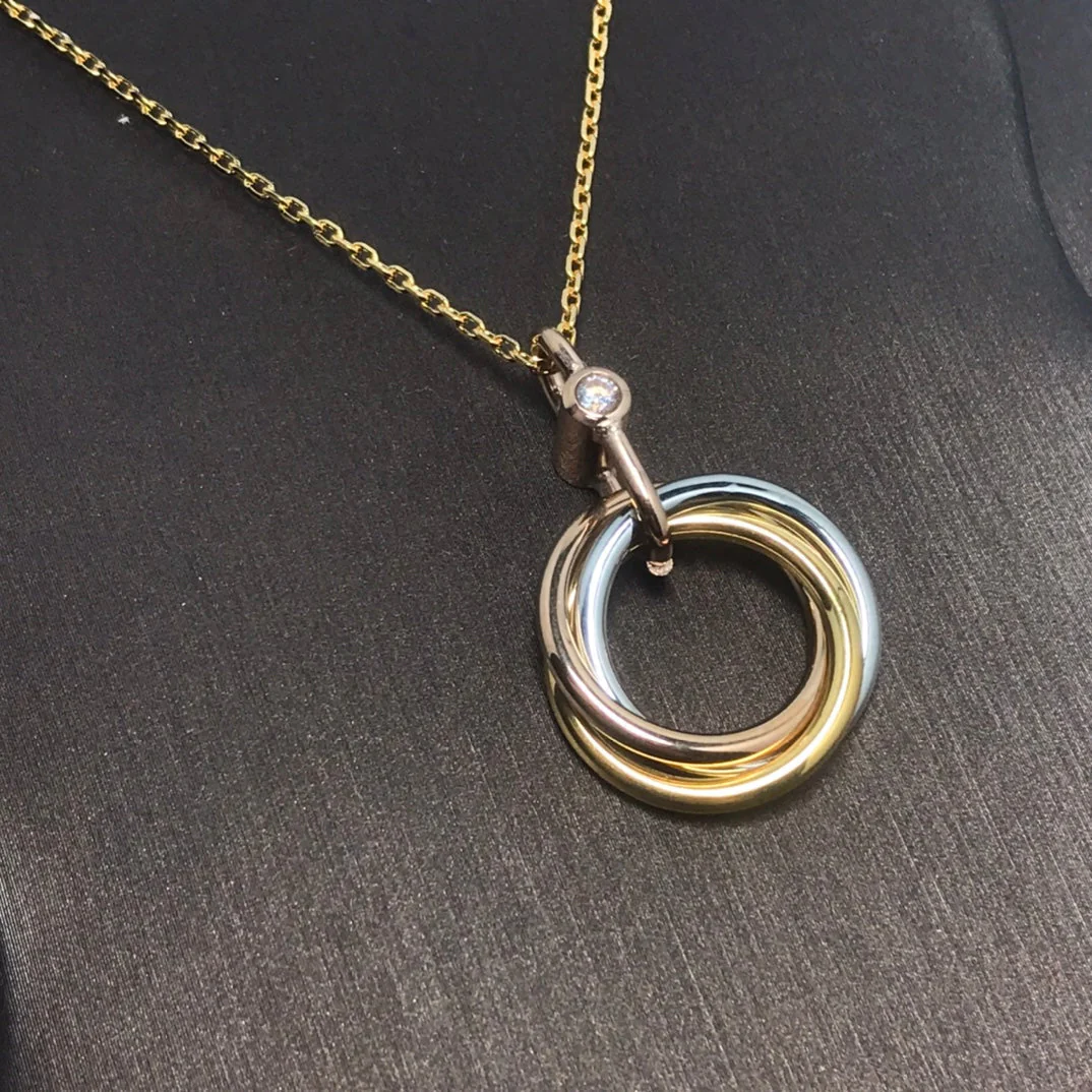 [Cartier]TRINITY SILVER GOLD PINK GOLD NECKLACE