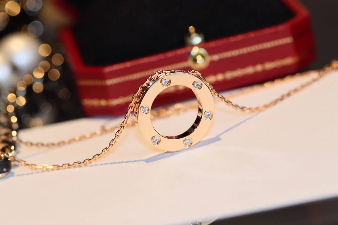 [Cartier]LOVE NECKLACE 16MM 6 DIAMONDS PINK GOLD