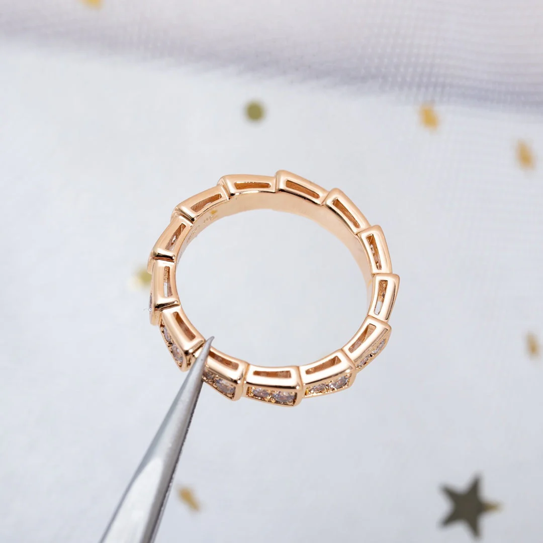 [Bulgari]SERPENTI RING PINK GOLD DIAMOND PAVED 3MM
