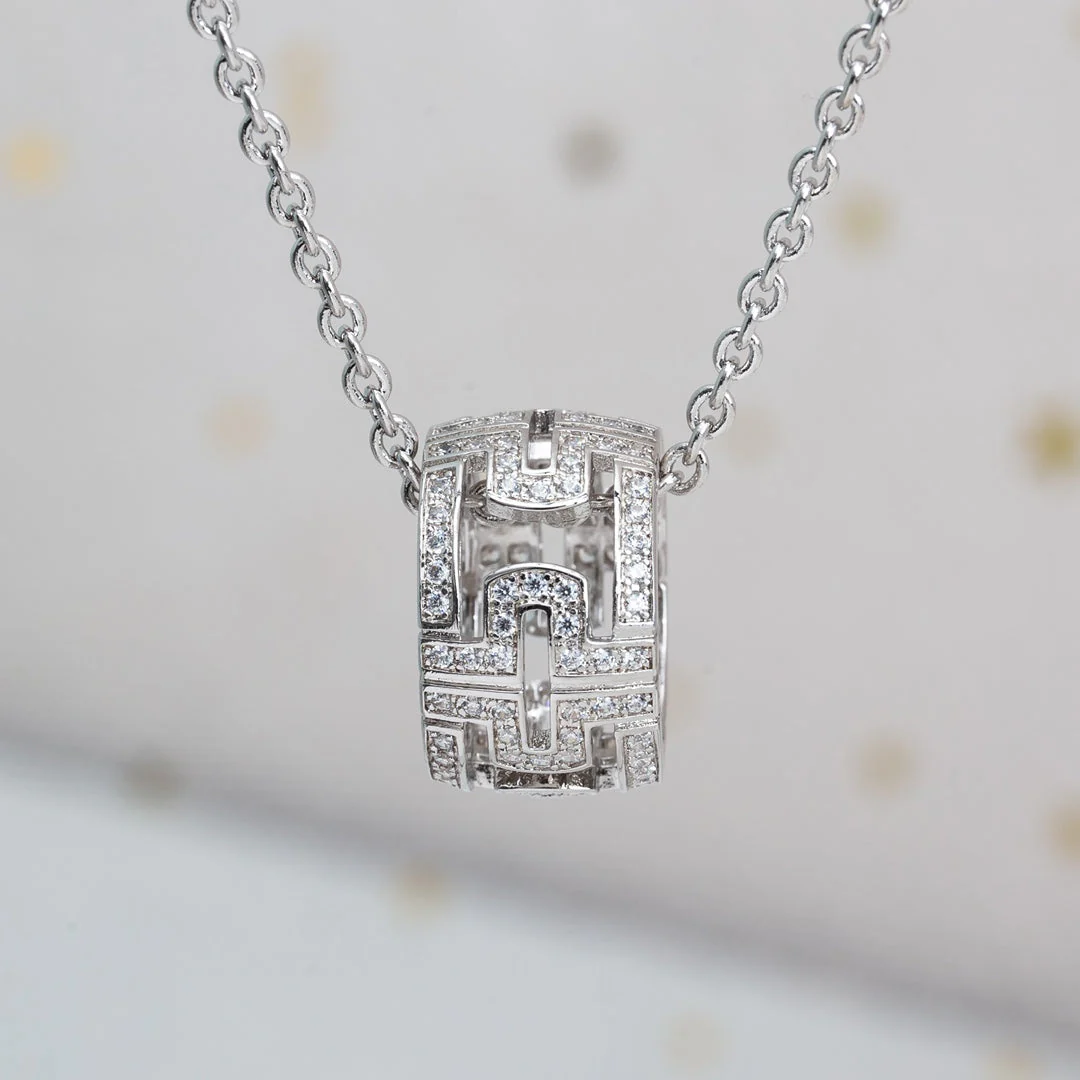 [Bulgari]PARENTESI NECKLACE SILVER DIAMOND