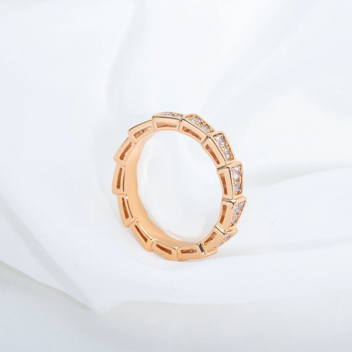 [Bulgari]SERPENTI RING PINK GOLD DIAMOND PAVED 3MM