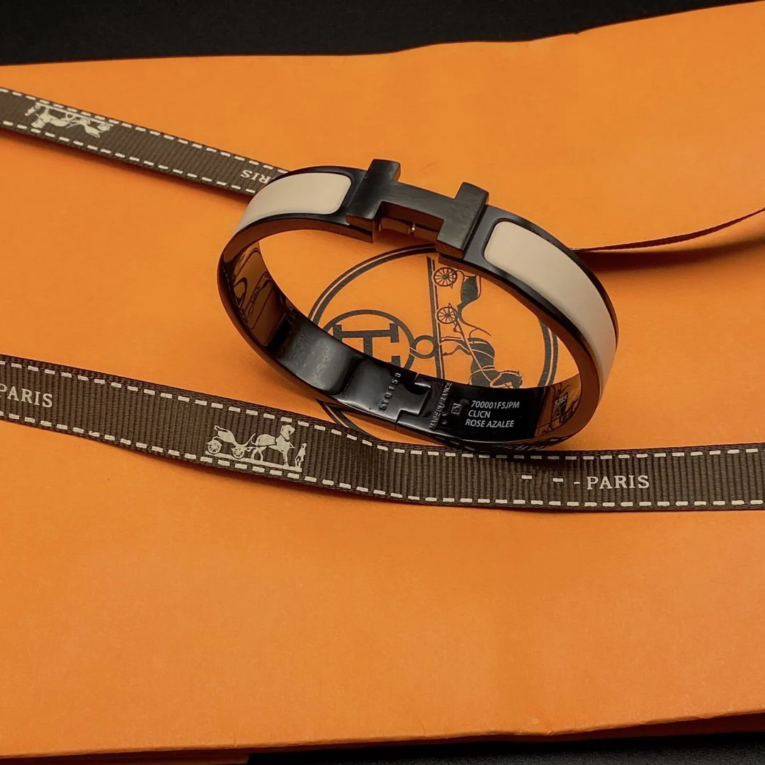 [Hermes]H BRACELET 12MM BLACK BEIGE CERAMIC