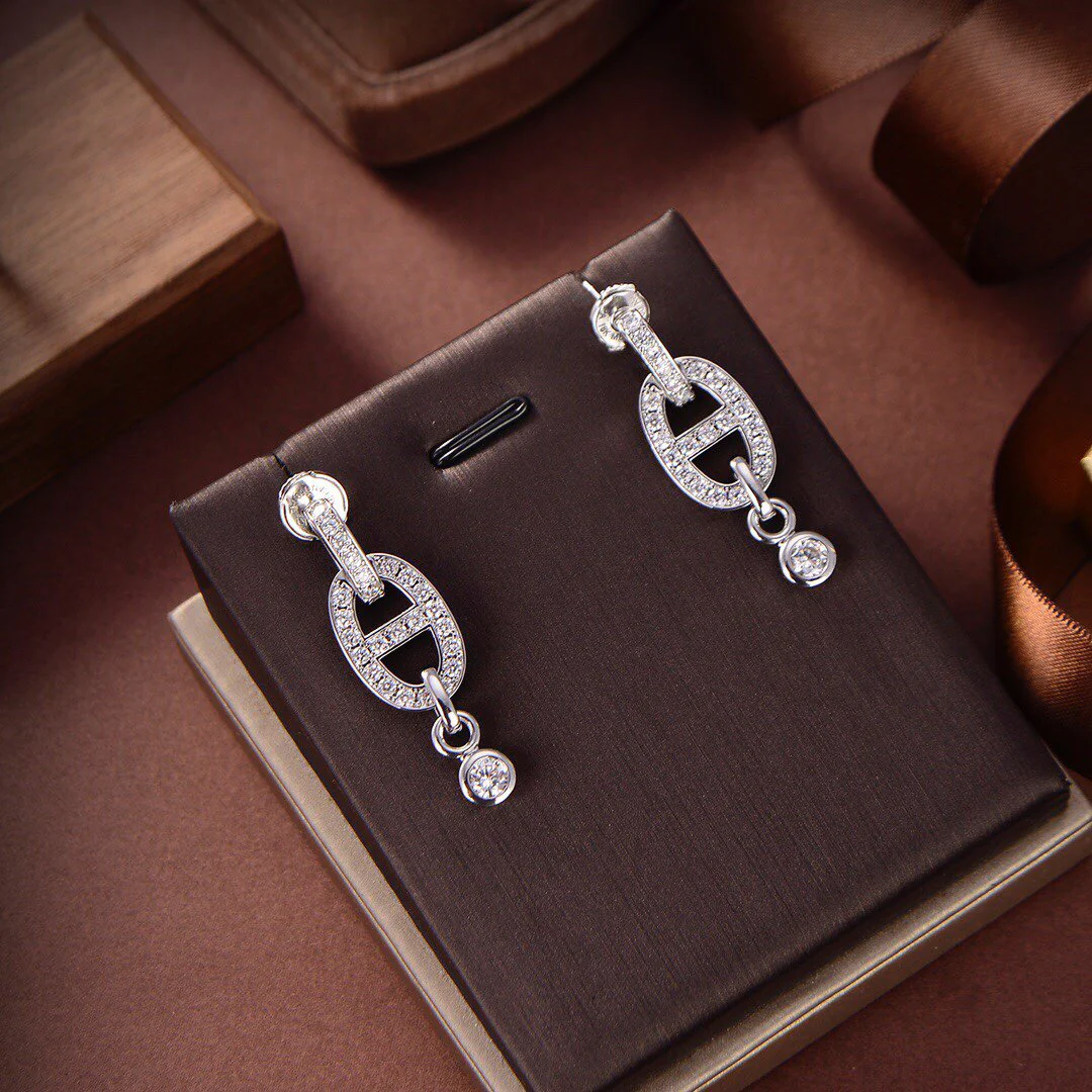 [Hermes]HM CHAINE DIAMOND EARRINGS
