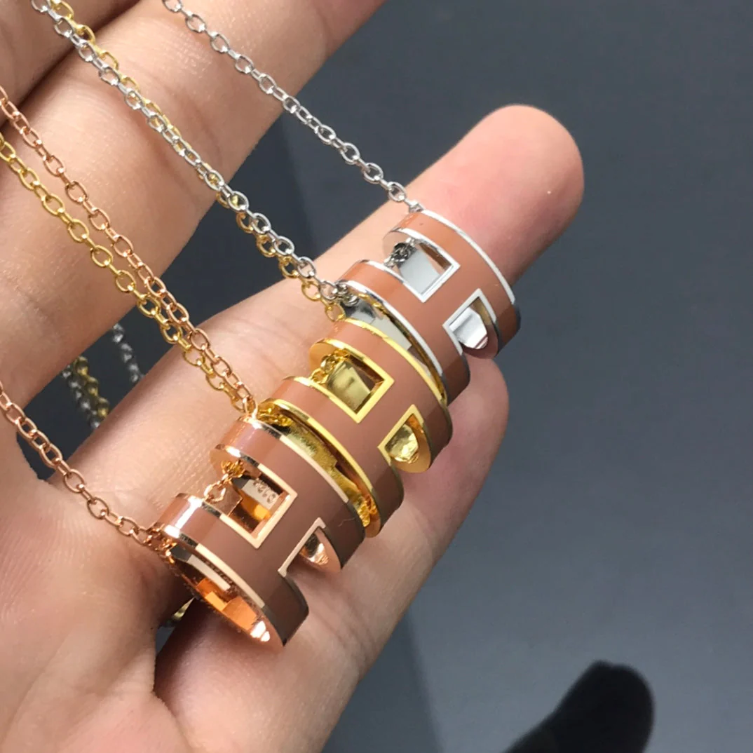 [Hermes]H NECKLACE BROWN