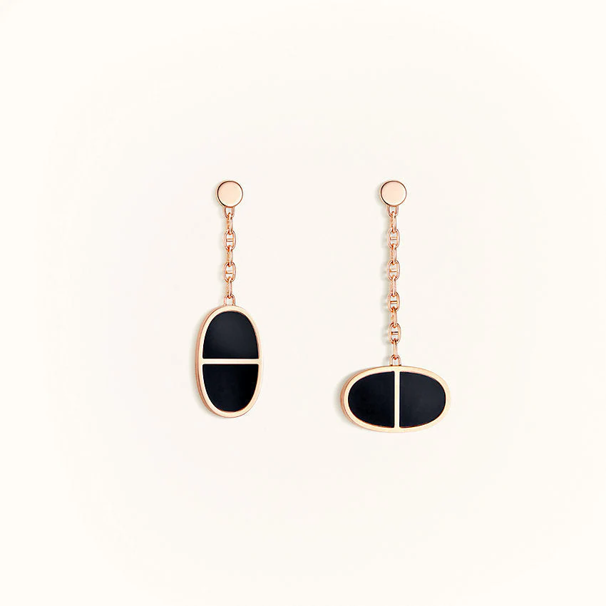 [Hermes]CHAINE VERSO BLACK CERAMIC EARRINGS