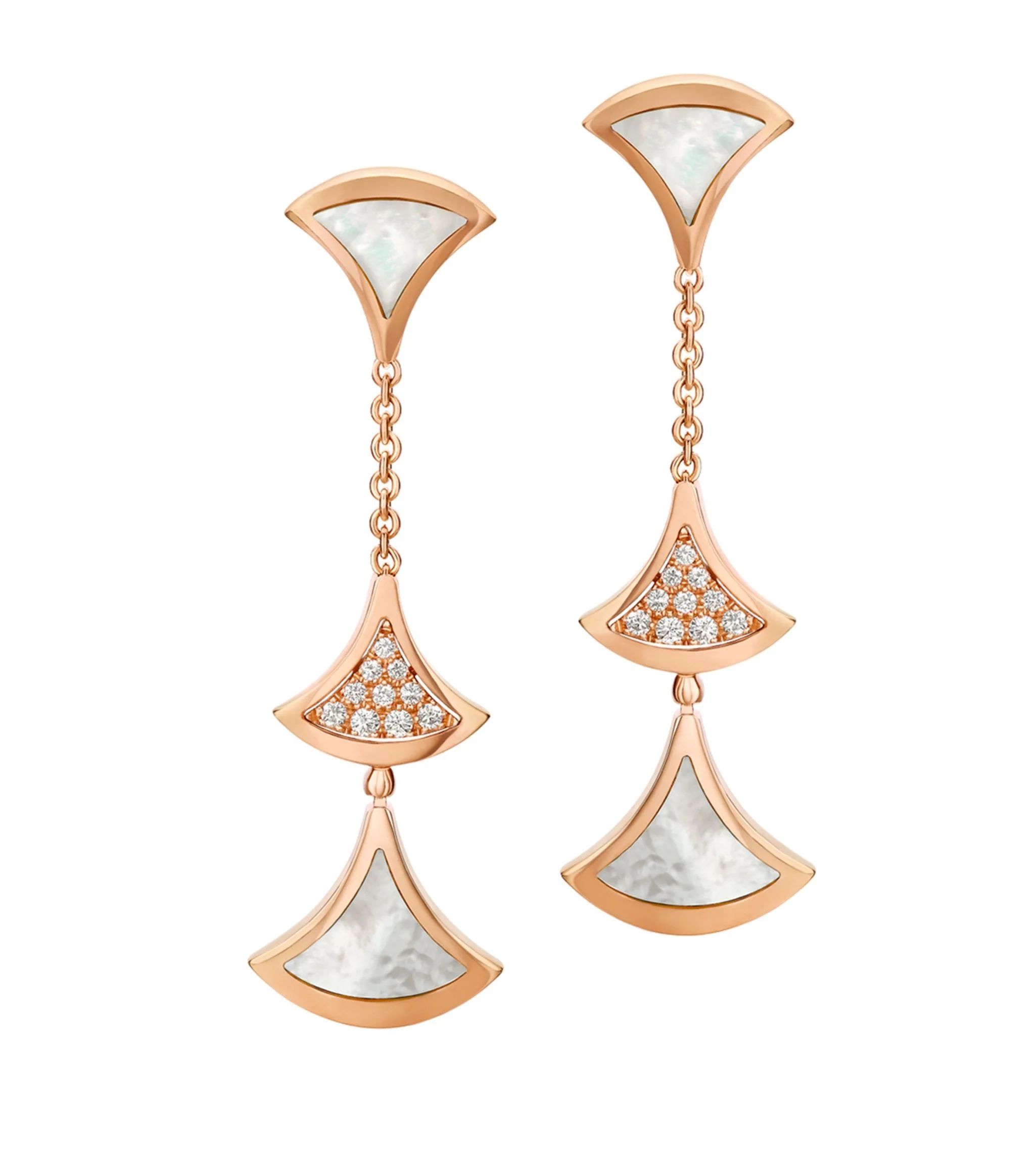 [Bulgari]DREAM EARRINGS 3 MOTIFS DIAMOND MOP PINK GOLD
