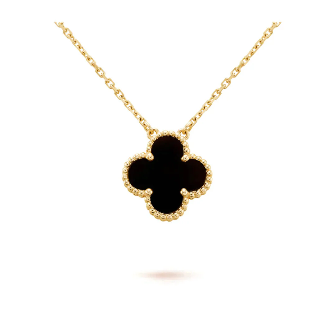 [Van Cleef & Arpels] 15MM BLACK ONYX SINGLE FLOWER NECKLACE