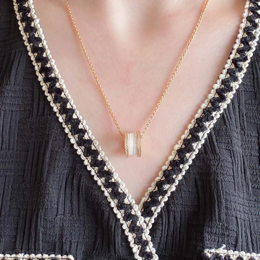 [Bulgari]ZERO 1 DIAMOND CERAMIC NECKLACE