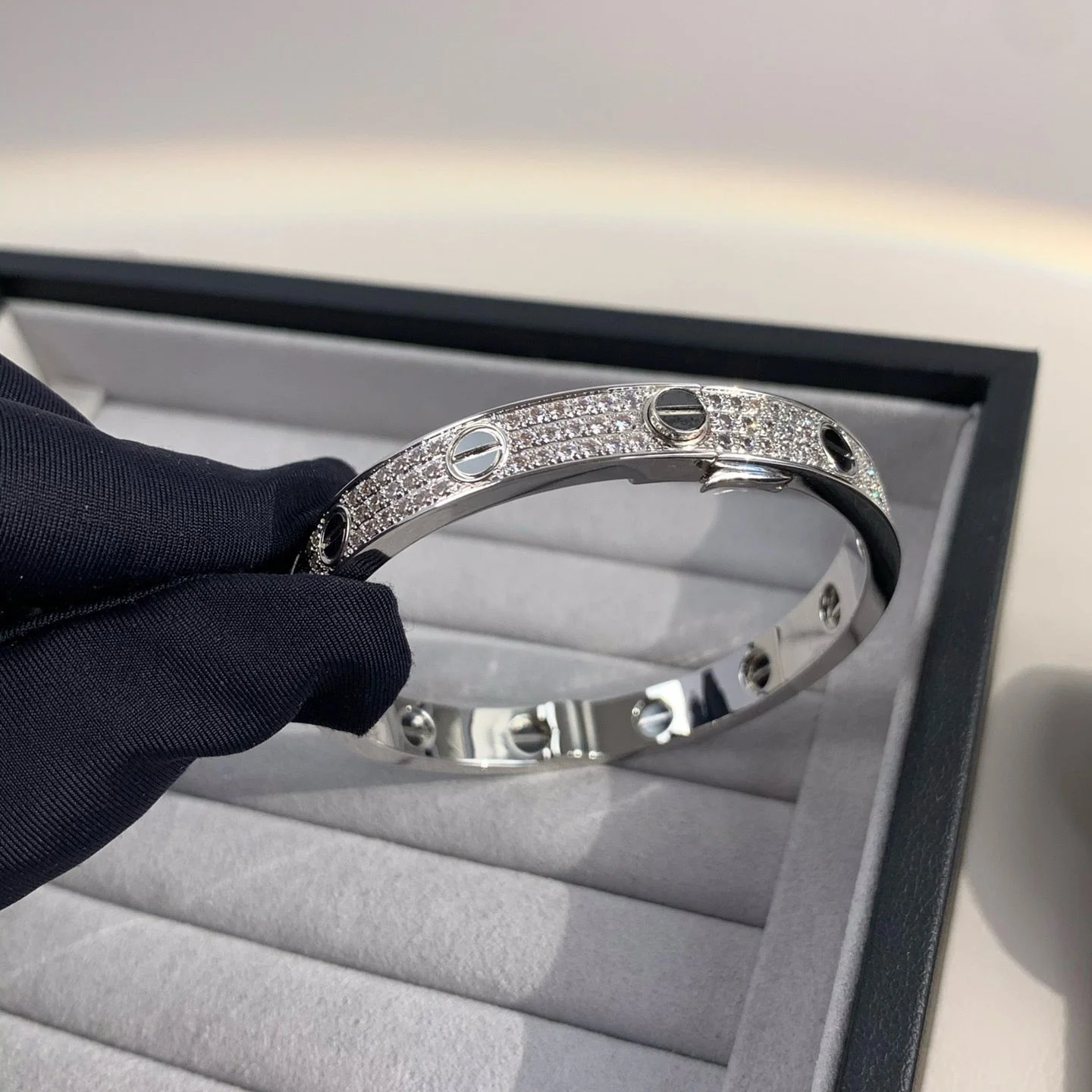 [Cartier]LOVE BRACELET 6.1MM DIAMOND-PAVED CERAMIC