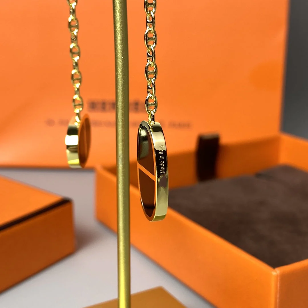 [Hermes]CHAINE VERSO BLACK CERAMIC EARRINGS