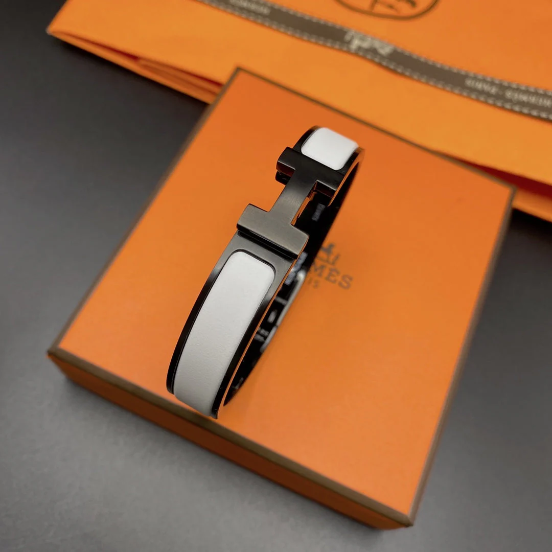 [Hermes]H BRACELET 12MM BLACK WHITE CERAMIC