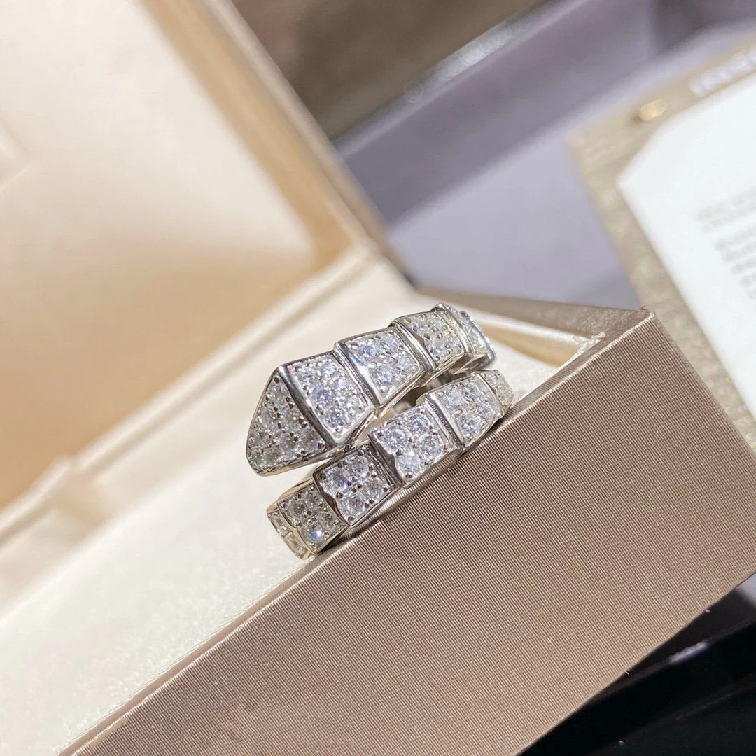 [Bulgari]SERPENTI RING SILVER DIAMOND PAVED