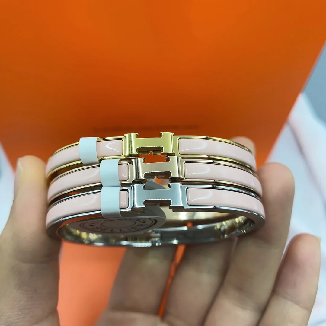 [Hermes]CLASSIC HM CLIC  PINK 8MM ENAMEL BRACELET