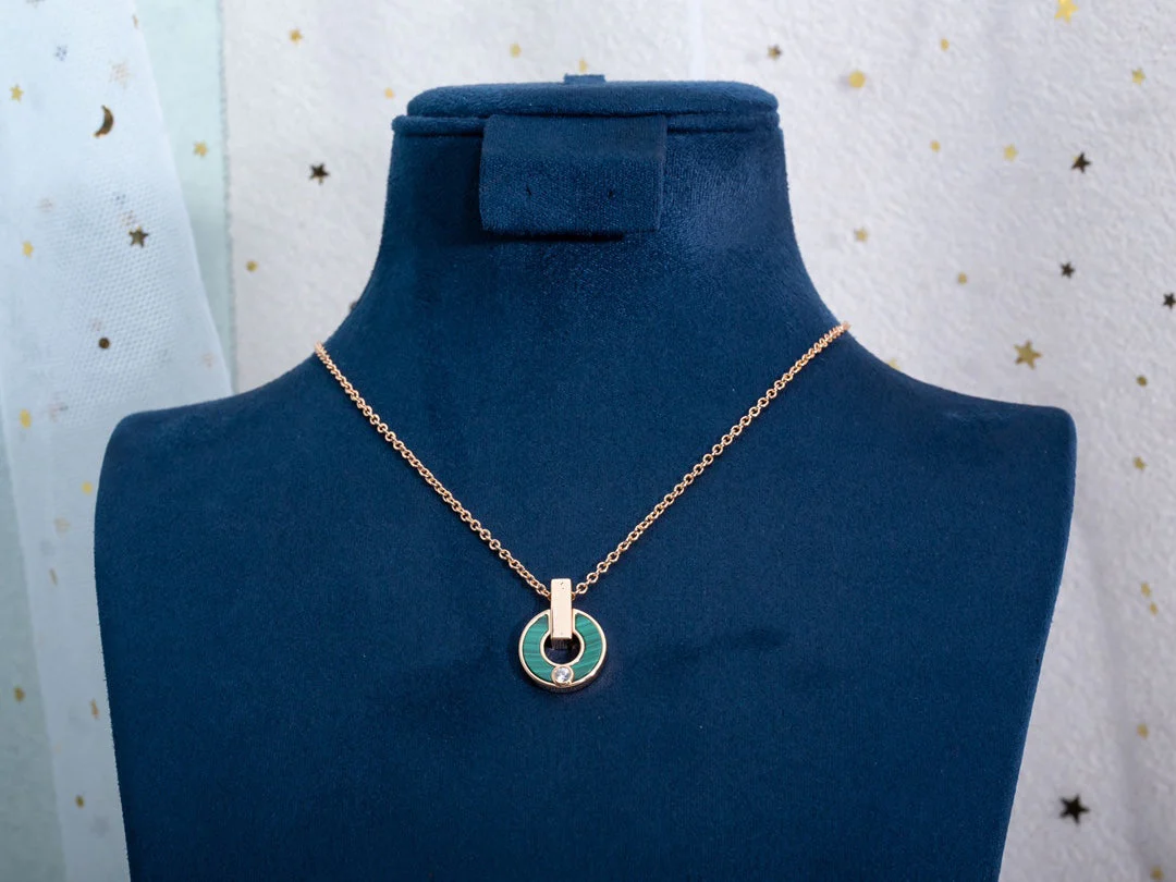 [Bulgari]GARI NECKLACE PINK GOLD MALACHITE