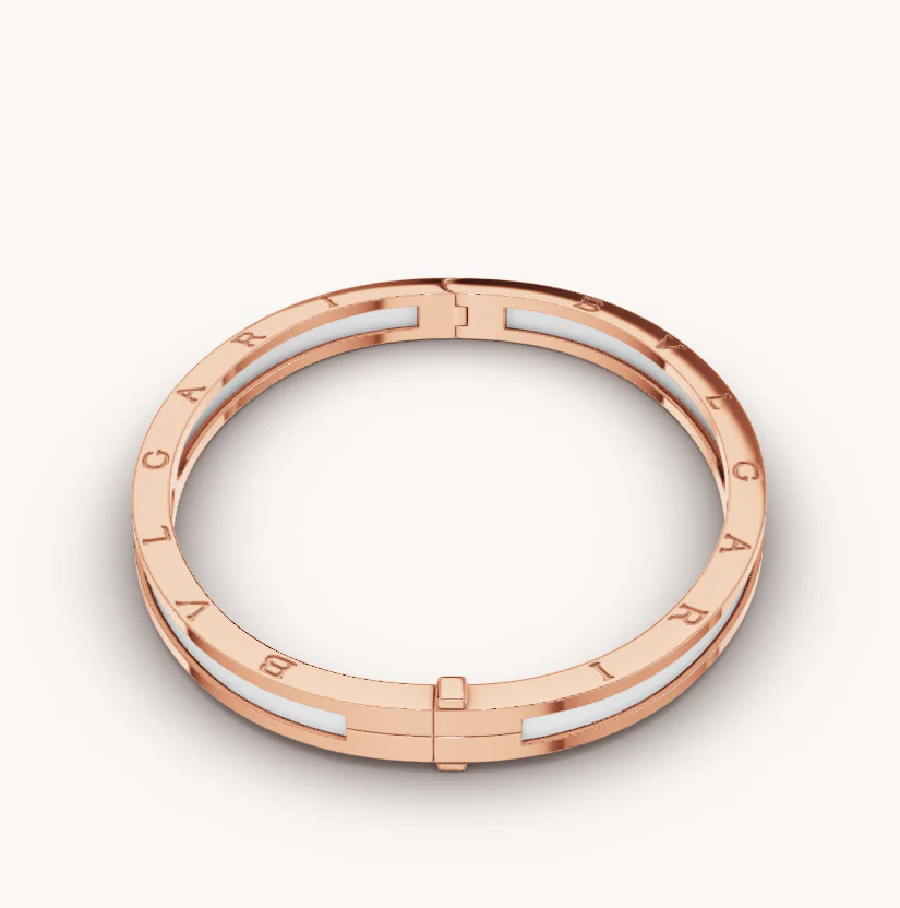 [Bulgari]ZERO 1 PINK GOLD WITH WHITE CERAMIC BRACELET