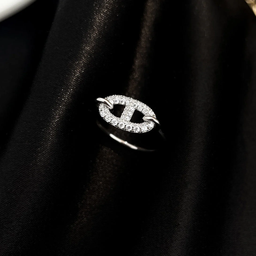 [Hermes]RONDE SMALL SILVER DIAMOND RING