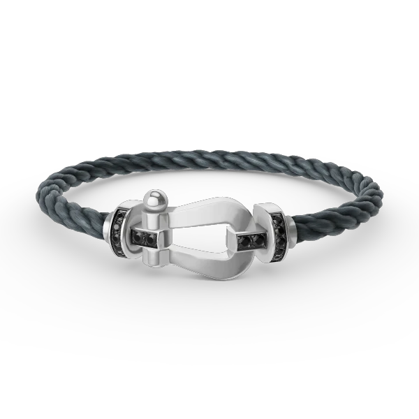 [Fred]FORCE LARGE HORSESHOE BLACK DIAMOND BRACELET SILVER