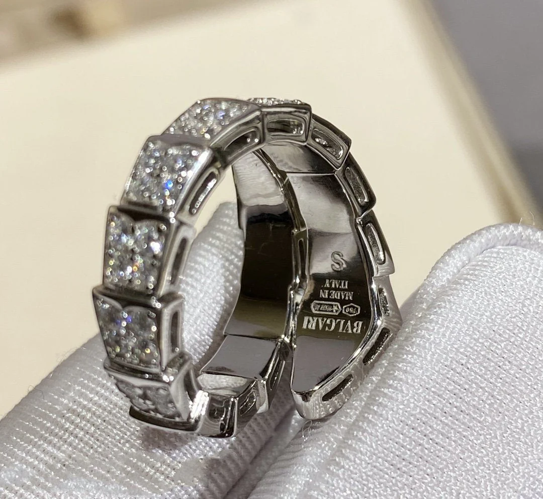 [Bulgari]SERPENTI RING SILVER DIAMOND PAVED