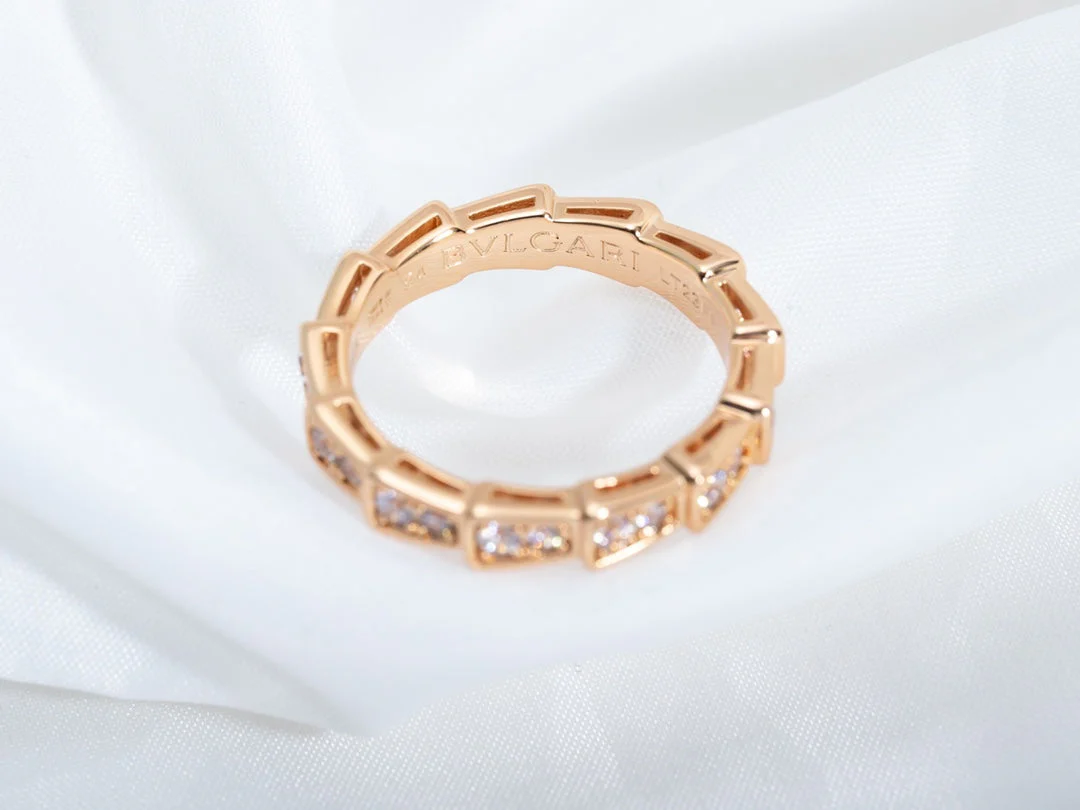 [Bulgari]SERPENTI RING PINK GOLD DIAMOND PAVED 3MM
