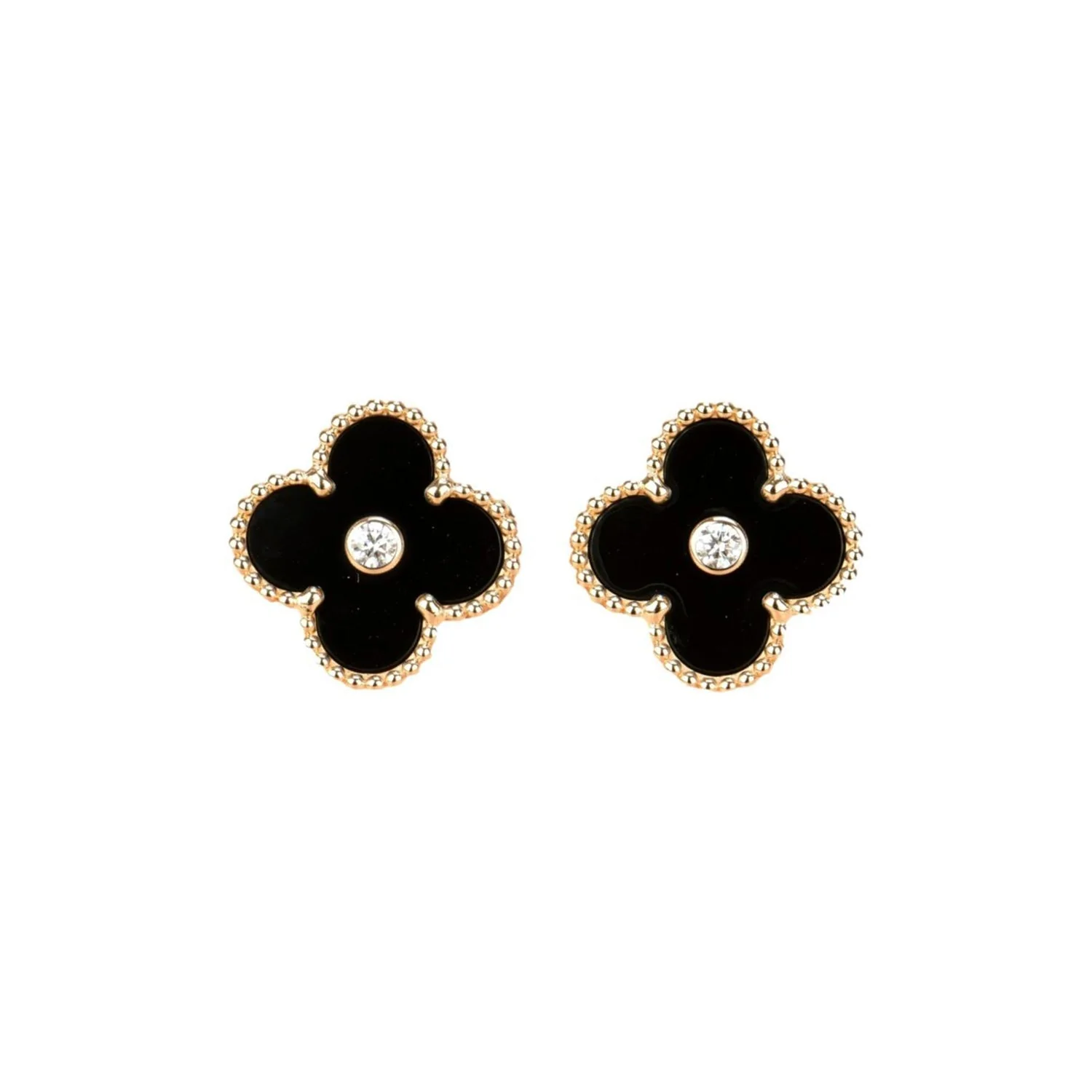 [Van Cleef & Arpels] MEDIUM 1 MOTIFS ONYX DIAMOND EARRINGS