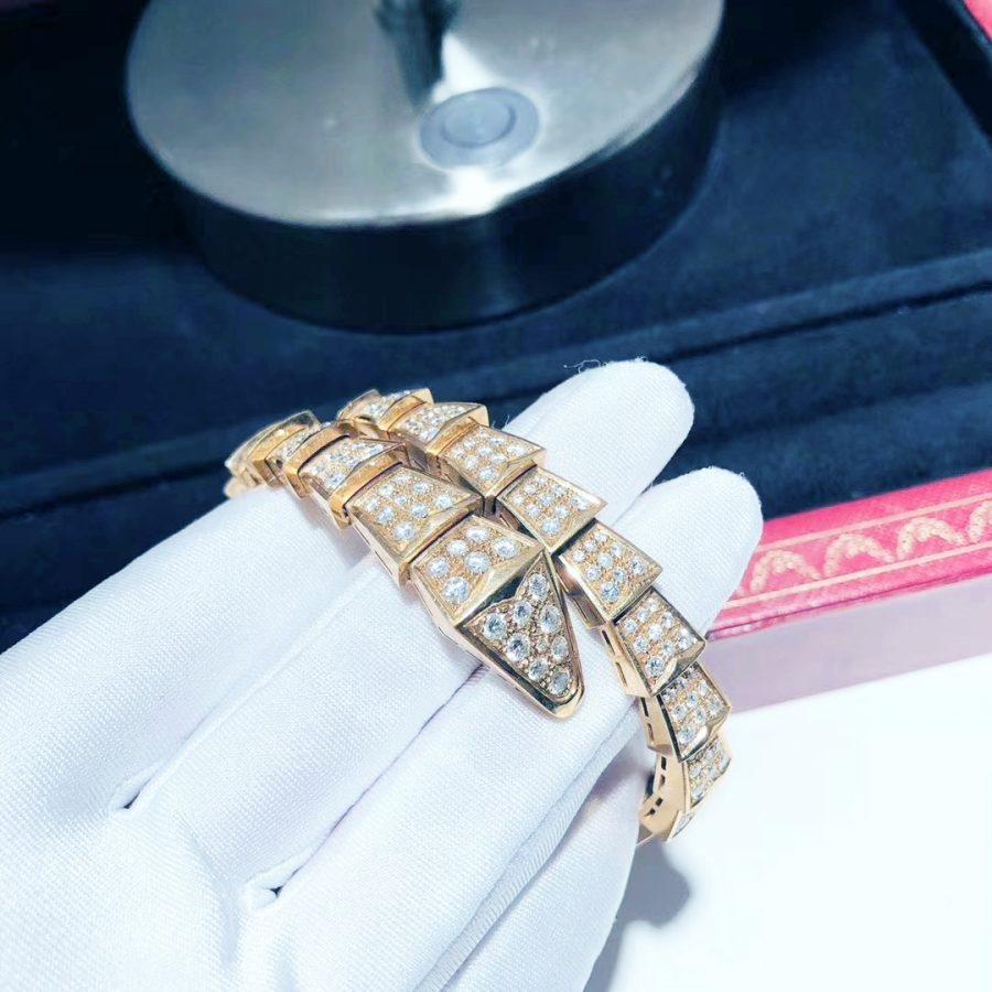 [Bulgari]SERPENTI BRACELET 8MM PINK GOLD DIAMOND