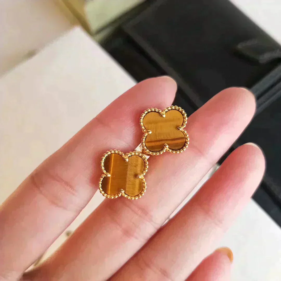 [Van Cleef & Arpels] MEDIUM 1 MOTIFS TIGER EYE EARRINGS