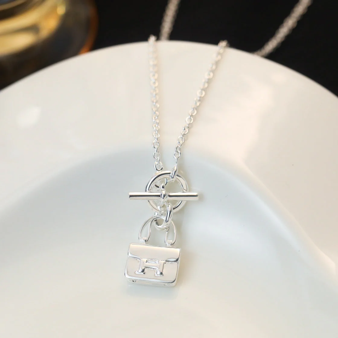 [Hermes]POP H PEDANT SILVER NECKLACE