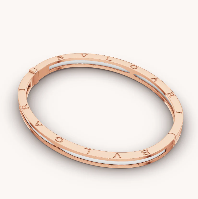 [Bulgari]ZERO 1 PINK GOLD WITH WHITE CERAMIC BRACELET