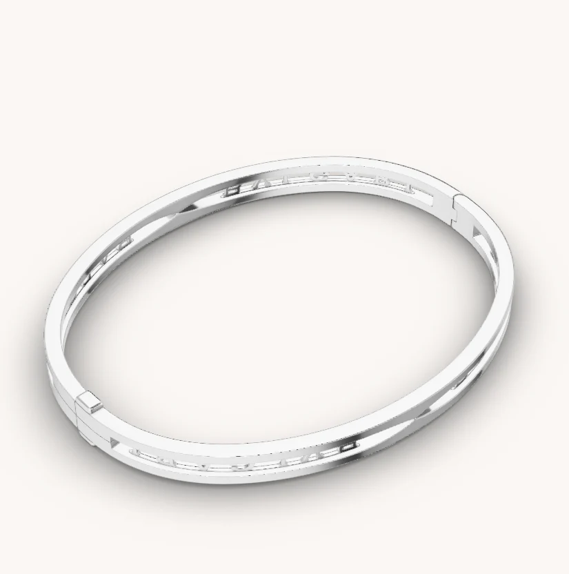 [Bulgari]ZERO 1 SPIRAL LOGO SILVER BRACELET