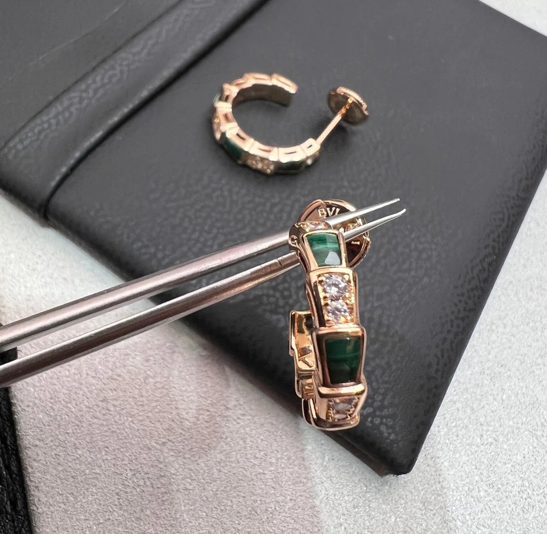 [Bulgari]SERPENTI MALACHITE PINK GOLD EARRINGS
