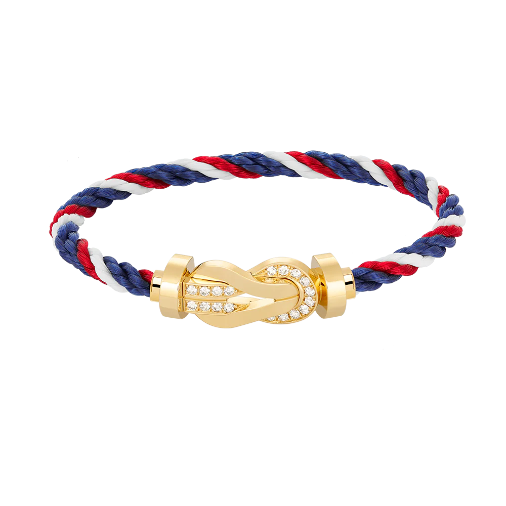 [Fred]CHANCE LARGE 8 FIGURE BUCKLE HALF DIAMOND BRACELET GOLD