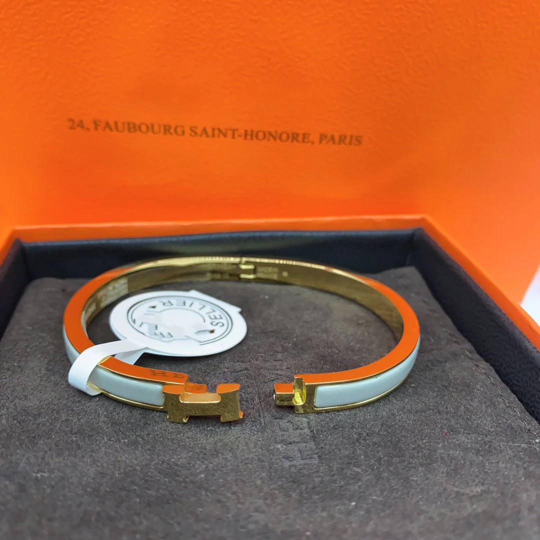 [Hermes]CLASSIC HM CLIC GREEN 8MM ENAMEL BRACELET