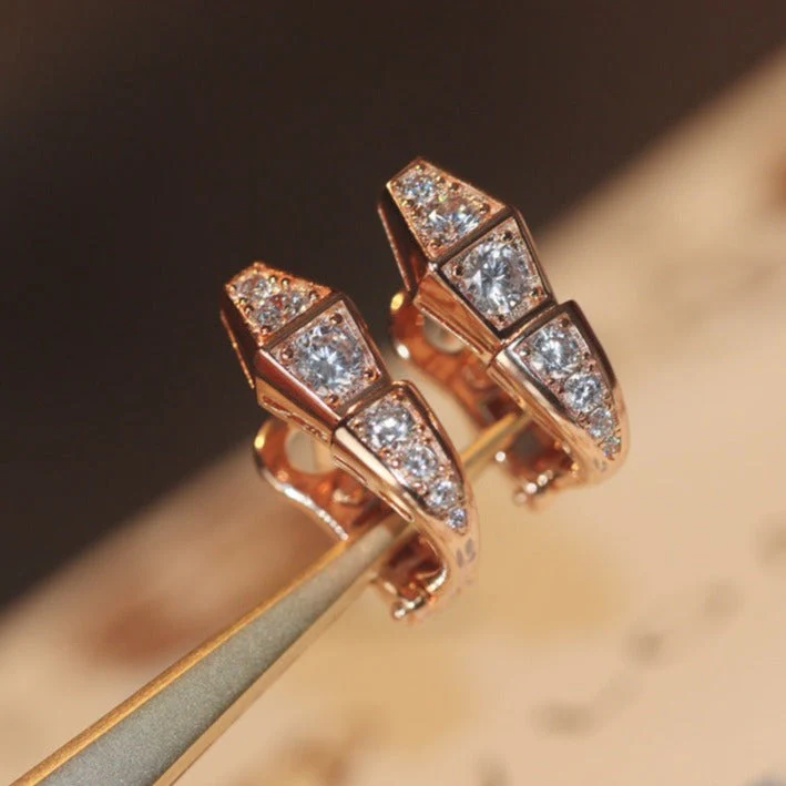 [Bulgari]SERPENT PINK GOLD DIAMOND EARRINGS