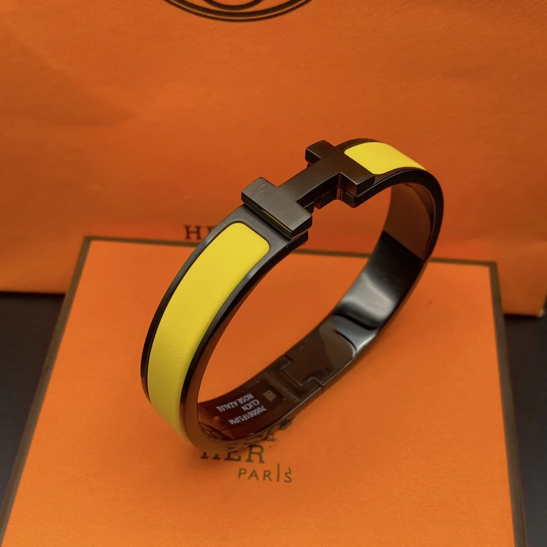 [Hermes]CLIC HM SO BLACK YELLOW BRACELET
