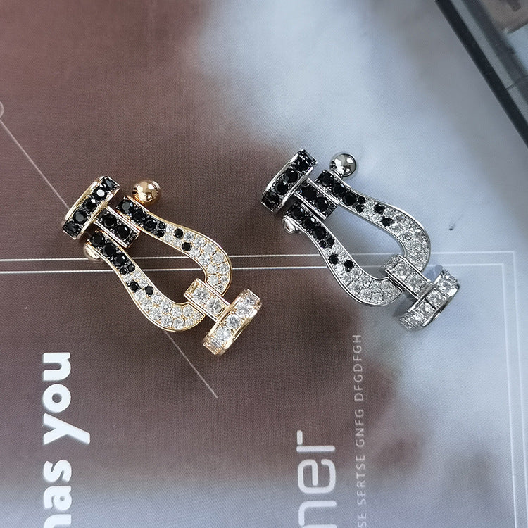 [Fred]FORCE LARGE HORSESHOE BLACK WHITE DIAMOND BRACELET ROSE GOLD