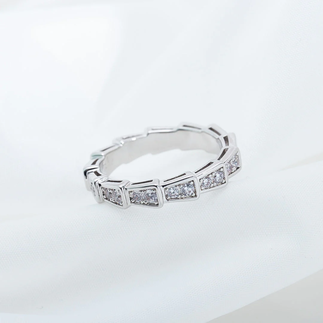[Bulgari]SERPENTI RING SILVER DIAMOND PAVED 3MM