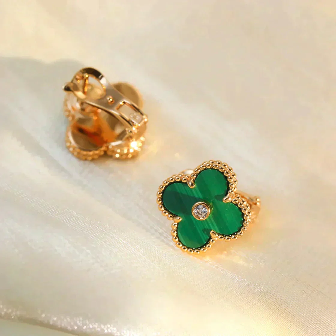 [Van Cleef & Arpels] MEDIUM 1 MOTIFS MALACHITE DIAMOND EARRINGS